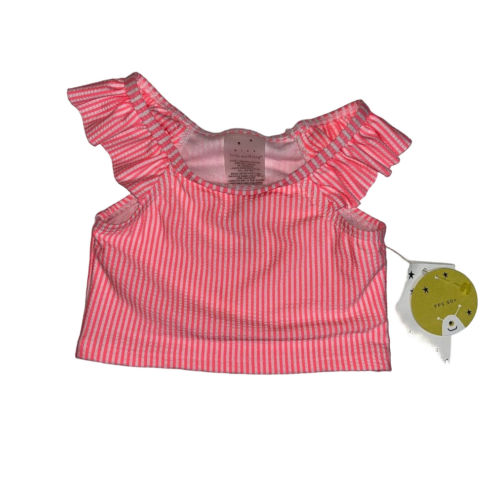 Rise Little Earthling Baby Top 6-12M Coral Pink Stripes